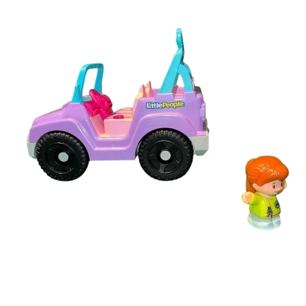 Fisher Price Little People Barbie Beach Cruiser Toy Car‎ Purple Jeep and Figure